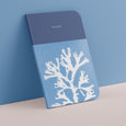 Our fan weed coastal notebook features a dark blue background, paired with a cyanotype impression of beautiful fan weed on the cover. Designed in our Cornwall studio from an original cyanotype image. 