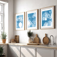 Sea view coastal art prints set of three by Paper Birch