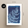 Cyanotype fern print made in Cornwall by Paper Birch