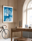 Window to the sea sun-printed art print featuring plants with a mediterranean style planter, by Paper Birch