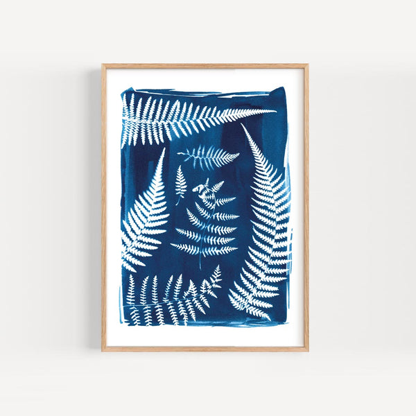 Cyanotype fern print detail made in Cornwall by Paper Birch