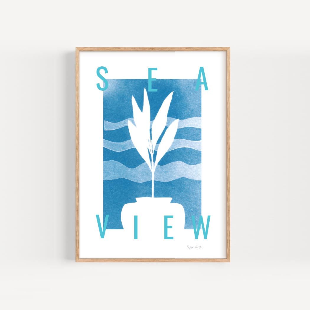 coastal print olive planter art print by Paper Birch