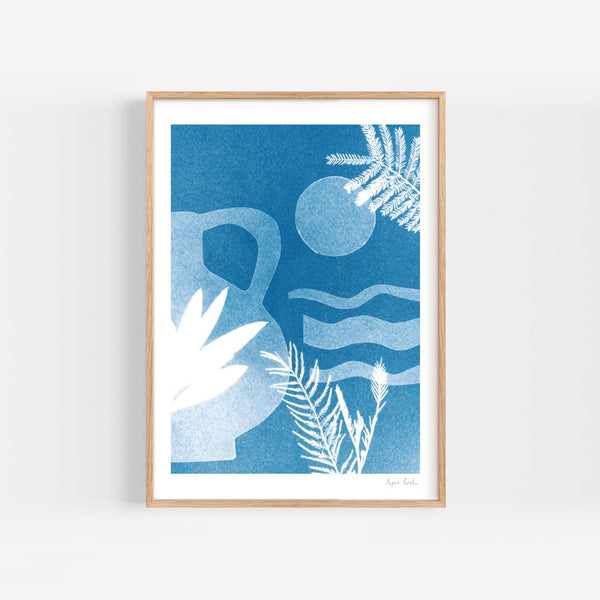 coastal print sunshine and plants by paper birch