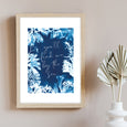 Seaweed cyanotype coastal wall art print, you'll find me by the sea