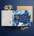 Merry Christmas Cyanotype, Seaweed Square Greetings Card, White and Blue Sea Design. Blank Inside With Kraft Envelopes. Individually or as Sets. 