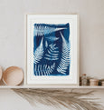 Cyanotype fern print, wall art poster print gift