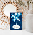 A beautiful Happy Birthday card, featuring pressed flowers within a vase, produced from an original cyanotype exposure. Each card comes complete with quality kraft envelopes and are left blank inside.