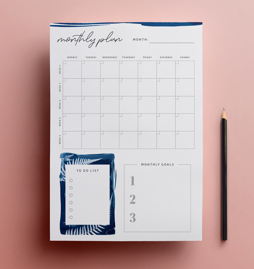 Paper Birch Monthly Planner, Printable Download PDF