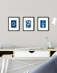 Set of 3 coastal wall art prints, Lowland Point, Cornwall Cyanotype Seaweed Print