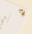 Paper Birch Fern Wedding Invitations featuring pressed ferns exposed in sunlight using the cyanotype technique. A natural soft green in colour, A6 in size and left blank for you to fill in your special day details.