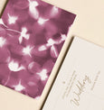 Paper Birch elegant blush pink, floral wedding invitations. Left blank for you to fill out your special day details.